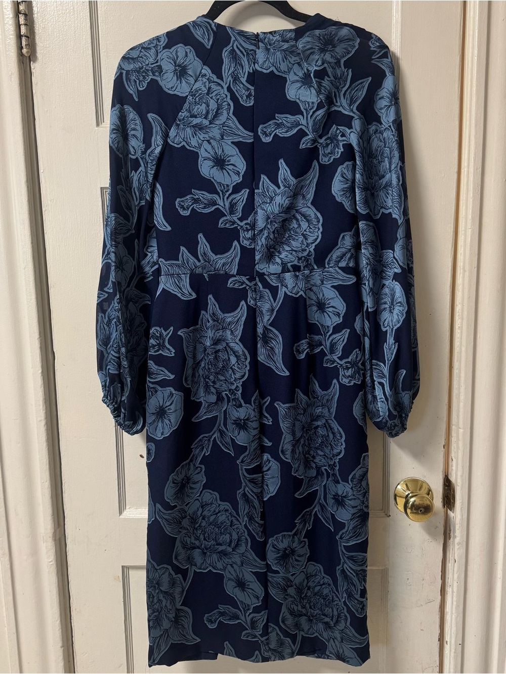 Theia Joslyn Bishop Sleeve Blue Floral Midi Dress NWOT - Picture 10 of 16